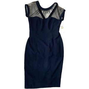 NWT Navy and Black Maggy London Illusion Dress